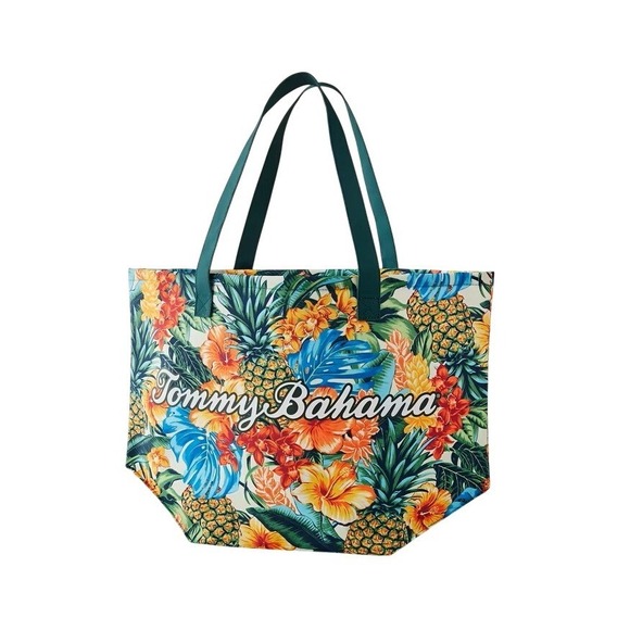 Tommy Bahama Other - Tommy Bahama Pineapple Blooms Tote Tropical Green Floral Beach Bag Aloha NEW